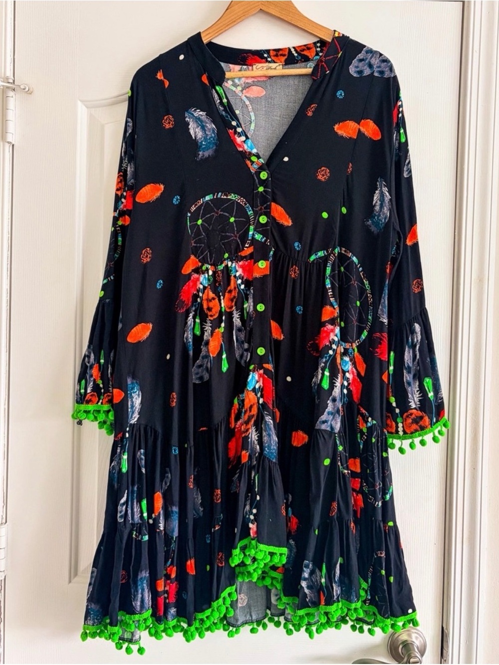 Unique Beach Cover Up size S/M Coastal Button Up Dress Resortwear
